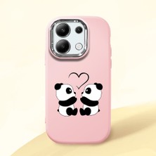 HONTINGA Redmi Note 13 4g ile Uyumlu Kılıfı Kamera Korumalı Düşüme Önleyici Basitlik Pembe Yumuşak Silikon Telefon Kılıfı Panda Desenli K4-0239