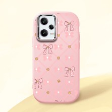 HONTINGA Redmi Note 12 Pro 5g ile Uyumlu Kılıfı Kamera Korumalı Düşüme Önleyici Basitlik Pembe Yumuşak Silikon Telefon Kılıfı Küçük Fiyonk Desenli K4-0252