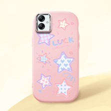 HONTINGA Samsung Galaxy A03 ile Uyumlu Kılıfı Kamera Korumalı Düşüme Önleyici Basitlik Pembe Yumuşak Silikon Telefon Kılıfı Renkli Yıldızlar Desenli K4-0248