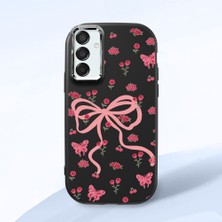 HONTINGA Samsung Galaxy M15 ile Uyumlu Kılıfı Kamera Korumalı Düşüme Önleyici Basitlik Siyah Yumuşak Silikon Telefon Kılıfı Fiyonk Desenli K4-0253
