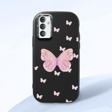 HONTINGA Samsung Galaxy M23 ile Uyumlu Kılıfı Kamera Korumalı Düşüme Önleyici Basitlik Siyah Yumuşak Silikon Telefon Kılıfı Kelebek Desenli K4-0260