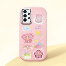 HONTINGA Samsung Galaxy A32 ile Uyumlu Kılıfı Kamera Korumalı Düşüme Önleyici Basitlik Pembe Yumuşak Silikon Telefon Kılıfı Hayvan Desenli K4-0249