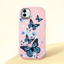 HONTINGA Samsung Galaxy A04 ile Uyumlu Kılıfı Kamera Korumalı Düşüme Önleyici Basitlik Pembe Yumuşak Silikon Telefon Kılıfı Mavi Kelebek Desenli K4-0230