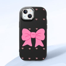 HONTINGA iPhone 13 ile Uyumlu Kılıfı Kamera Korumalı Düşüme Önleyici Basitlik Siyah Yumuşak Silikon Telefon Kılıfı Fiyonk Desenli K4-0259