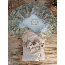 Akıllı Durak Yenidoğan Kabartma Desenli Gold Çift Güpürlü Bebek Battaniyesi Kundak