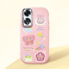 HONTINGA Oppo A60 ile Uyumlu Kılıfı Kamera Korumalı Düşüme Önleyici Basitlik Pembe Yumuşak Silikon Telefon Kılıfı Hayvan Desenli K4-0249