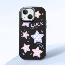 HONTINGA iPhone 13 Mini ile Uyumlu Kılıfı Kamera Korumalı Düşüme Önleyici Basitlik Siyah Yumuşak Silikon Telefon Kılıfı Renkli Yıldızlar Desenli K4-0248