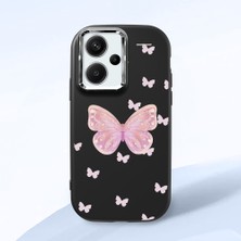 HONTINGA Redmi Note 13 Pro Plus 5g ile Uyumlu Kılıfı Kamera Korumalı Düşüme Önleyici Basitlik Siyah Yumuşak Silikon Telefon Kılıfı Kelebek Desenli K4-0260