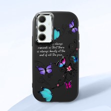 HONTINGA Samsung Galaxy A35 ile Uyumlu Kılıfı Kamera Korumalı Düşüme Önleyici Basitlik Siyah Yumuşak Silikon Telefon Kılıfı Kelebek Desenli K4-0243
