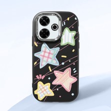HONTINGA Redmi 13 ile Uyumlu Kılıfı Kamera Korumalı Düşüme Önleyici Basitlik Siyah Yumuşak Silikon Telefon Kılıfı Renkli Yıldız Desenli K4-0247