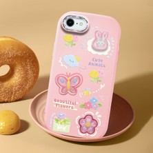 HONTINGA iPhone 8 ile Uyumlu Kılıfı Kamera Korumalı Düşüme Önleyici Basitlik Pembe Yumuşak Silikon Telefon Kılıfı Hayvan Desenli K4-0249