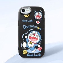 HONTINGA iPhone 7 ile Uyumlu Kılıfı Kamera Korumalı Düşüme Önleyici Basitlik Siyah Yumuşak Silikon Telefon Kılıfı Doraemon Desenli K4-0251