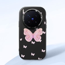 HONTINGA Vivo X300 Pro ile Uyumlu Kılıfı Kamera Korumalı Düşüme Önleyici Basitlik Siyah Yumuşak Silikon Telefon Kılıfı Kelebek Desenli K4-0260