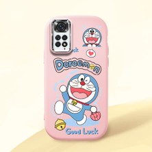HONTINGA Redmi Note 11S ile Uyumlu Kılıfı Kamera Korumalı Düşüme Önleyici Basitlik Pembe Yumuşak Silikon Telefon Kılıfı Doraemon Desenli K4-0251