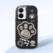 HONTINGA Vivo Y02S ile Uyumlu Kılıfı Kamera Korumalı Düşüme Önleyici Basitlik Siyah Yumuşak Silikon Telefon Kılıfı Köpek Desenli K4-0233