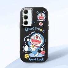 HONTINGA Samsung Galaxy A35 ile Uyumlu Kılıfı Kamera Korumalı Düşüme Önleyici Basitlik Siyah Yumuşak Silikon Telefon Kılıfı Doraemon Desenli K4-0251