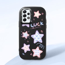 HONTINGA Samsung Galaxy A52 ile Uyumlu Kılıfı Kamera Korumalı Düşüme Önleyici Basitlik Siyah Yumuşak Silikon Telefon Kılıfı Renkli Yıldızlar Desenli K4-0248