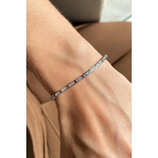 Spossy Silver Jewelry Taşlı Dikdörtgen Tasarım Zarif Bileklik