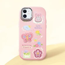 HONTINGA iPhone 11 ile Uyumlu Kılıfı Kamera Korumalı Düşüme Önleyici Basitlik Pembe Yumuşak Silikon Telefon Kılıfı Hayvan Desenli K4-0249