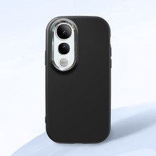 HONTINGA Vivo V50 Lite ile Uyumlu Kılıfı Kamera Korumalı Düşüme Önleyici Basitlik Siyah Yumuşak Silikon Telefon Kılıfı K4-0000