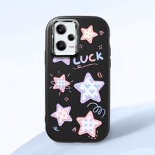 HONTINGA Redmi Note 12 Pro 5g ile Uyumlu Kılıfı Kamera Korumalı Düşüme Önleyici Basitlik Siyah Yumuşak Silikon Telefon Kılıfı Renkli Yıldızlar Desenli K4-0248