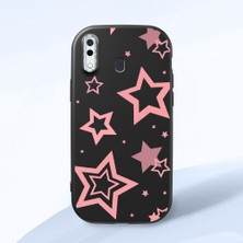 HONTINGA Samsung Galaxy A20 ile Uyumlu Kılıfı Kamera Korumalı Düşüme Önleyici Basitlik Siyah Yumuşak Silikon Telefon Kılıfı Renkli Yıldızlar Desenli K4-0232