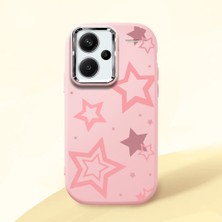 HONTINGA Redmi Note 13 Pro Plus 5g ile Uyumlu Kılıfı Kamera Korumalı Düşüme Önleyici Basitlik Pembe Yumuşak Silikon Telefon Kılıfı Renkli Yıldızlar Desenli K4-0232