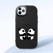HONTINGA iPhone 11 Pro Max ile Uyumlu Kılıfı Kamera Korumalı Düşüme Önleyici Basitlik Siyah Yumuşak Silikon Telefon Kılıfı Panda Desenli K4-0239