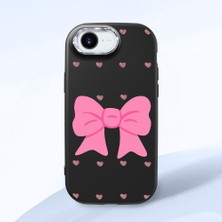 HONTINGA iPhone 16E ile Uyumlu Kılıfı Kamera Korumalı Düşüme Önleyici Basitlik Siyah Yumuşak Silikon Telefon Kılıfı Fiyonk Desenli K4-0259