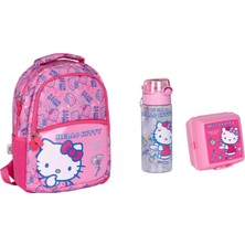 GENC DIJITAL BASKI Hello Kitty Pembe Okul Çantası Seti 3 Parça
