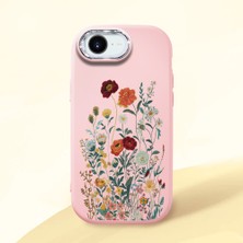 HONTINGA iPhone 16E ile Uyumlu Kılıfı Kamera Korumalı Düşüme Önleyici Basitlik Pembe Yumuşak Silikon Telefon Kılıfı Çiçek Desenli K4-0242