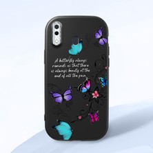 HONTINGA Samsung Galaxy A20 ile Uyumlu Kılıfı Kamera Korumalı Düşüme Önleyici Basitlik Siyah Yumuşak Silikon Telefon Kılıfı Kelebek Desenli K4-0243