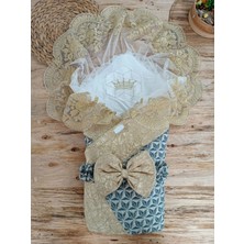 Akıllı Durak Yenidoğan Ultralüks Piramit Desenli Güpürlü Bebek Battaniyesi Kundak