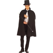 Nikaa Shop Siyah Sihirbaz Pelerini 120 cm ve Sihirbaz Şapkası 12 cm Yetişkin Boy