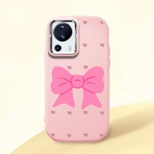 HONTINGA Xiaomi Mi 13 Lite ile Uyumlu Kılıfı Kamera Korumalı Düşüme Önleyici Basitlik Pembe Yumuşak Silikon Telefon Kılıfı Fiyonk Desenli K4-0259