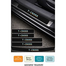 Kocamın Tasarımı Karbon Desenli Volkswagen T-Cross Kapı Eşiği Koruma Seti – 4 Kapı 1 Bagaj 5 Parça Renkli Baskı