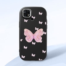 HONTINGA Redmi 10C ile Uyumlu Kılıfı Kamera Korumalı Düşüme Önleyici Basitlik Siyah Yumuşak Silikon Telefon Kılıfı Kelebek Desenli K4-0260