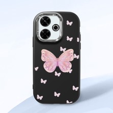 HONTINGA Xiaomi Redmi 13X ile Uyumlu Kılıfı Kamera Korumalı Düşüme Önleyici Basitlik Siyah Yumuşak Silikon Telefon Kılıfı Kelebek Desenli K4-0260