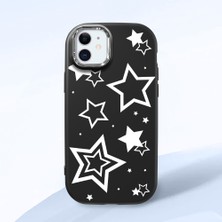 HONTINGA iPhone 11 ile Uyumlu Kılıfı Kamera Korumalı Düşüme Önleyici Basitlik Siyah Yumuşak Silikon Telefon Kılıfı Siyah Yıldız Desenli K4-0245