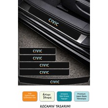 Kocamın Tasarımı Yeni Nesil Honda Civic Kapı Eşiği Koruyucu – Karbon Folyo 5 Parça Renkli Baskı