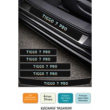 Kocamın Tasarımı Karbon Kaplama Chery Tiggo 7 Pro Kapı Eşiği Koruyucu Seti – 5 Parça Şık Renkli Baskı