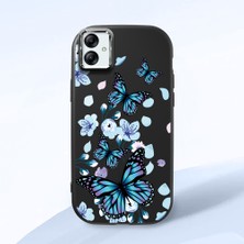 HONTINGA Samsung Galaxy A04E ile Uyumlu Kılıfı Kamera Korumalı Düşüme Önleyici Basitlik Siyah Yumuşak Silikon Telefon Kılıfı Mavi Kelebek Desenli K4-0230