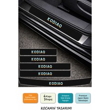 Kocamın Tasarımı Karbon Desenli Skoda Kodiaq Kapı Eşiği Koruma Seti – 5 Parça Renkli Baskılı Şık Tasarım