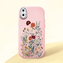 HONTINGA iPhone x ile Uyumlu Kılıfı Kamera Korumalı Düşüme Önleyici Basitlik Pembe Yumuşak Silikon Telefon Kılıfı Çiçek Desenli K4-0242