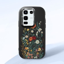 HONTINGA Infinix Note 50 Pro ile Uyumlu Kılıfı Kamera Korumalı Düşüme Önleyici Basitlik Siyah Yumuşak Silikon Telefon Kılıfı Çiçek Desenli K4-0242
