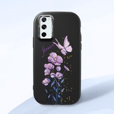 HONTINGA Samsung Galaxy S20 Fe ile Uyumlu Kılıfı Kamera Korumalı Düşüme Önleyici Basitlik Siyah Yumuşak Silikon Telefon Kılıfı Mor Kelebek Desenli K4-0244