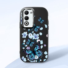 HONTINGA Oppo A5 ile Uyumlu Kılıfı Kamera Korumalı Düşüme Önleyici Basitlik Siyah Yumuşak Silikon Telefon Kılıfı Mavi Kelebek Desenli K4-0230