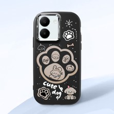 HONTINGA Vivo Y27 ile Uyumlu Kılıfı Kamera Korumalı Düşüme Önleyici Basitlik Siyah Yumuşak Silikon Telefon Kılıfı Köpek Desenli K4-0233