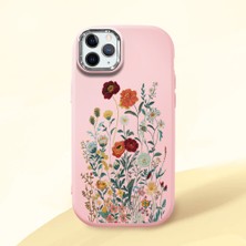HONTINGA iPhone 11 Pro Max ile Uyumlu Kılıfı Kamera Korumalı Düşüme Önleyici Basitlik Pembe Yumuşak Silikon Telefon Kılıfı Çiçek Desenli K4-0242