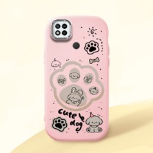 HONTINGA Redmi 10A ile Uyumlu Kılıfı Kamera Korumalı Düşüme Önleyici Basitlik Pembe Yumuşak Silikon Telefon Kılıfı Köpek Desenli K4-0233